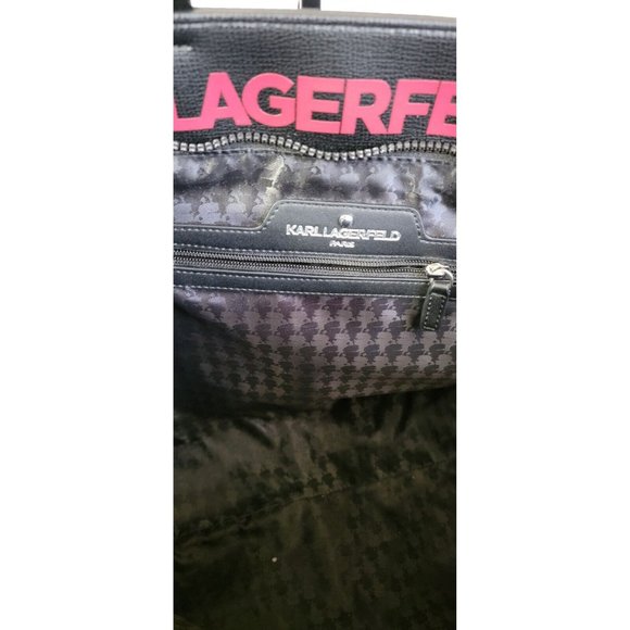 Karl Lagerfeld Paris Amour Womens Black Tote Bag Shoulder Strap Zip Closure NWT - Picture 8 of 11